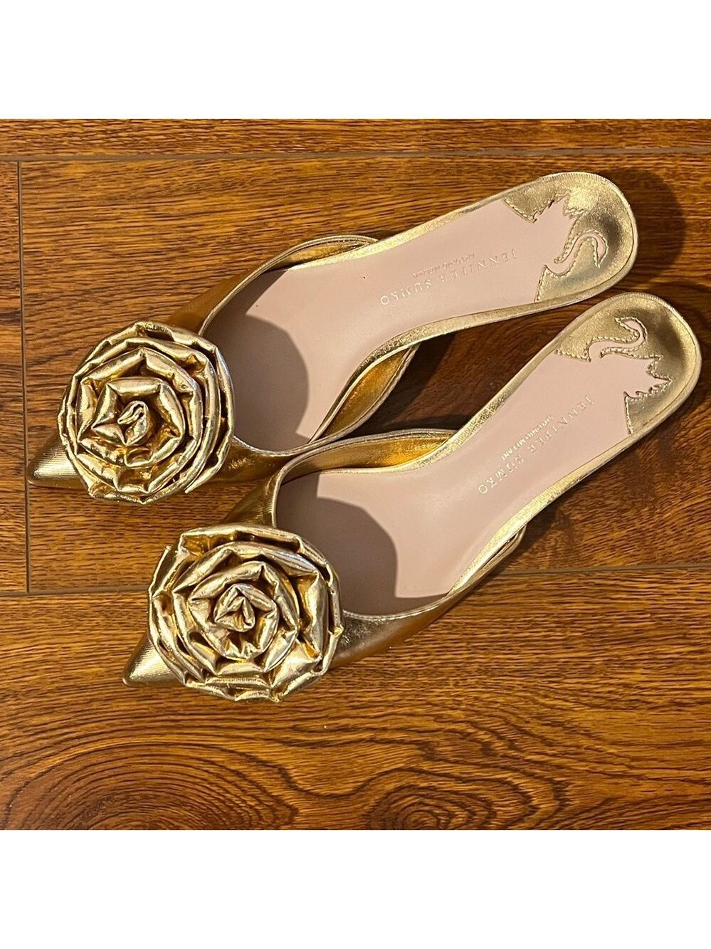 NWOB $129 Antonio Melani x Jennifer Sumko Jensy Metallic Flower Dress Mules - Picture 5 of 10
